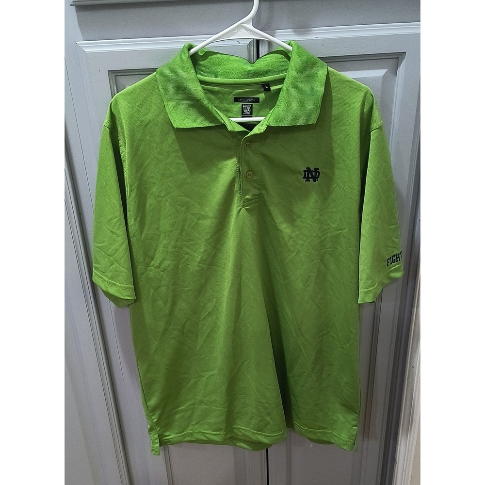 Willow Pointe Notre Dame Fighting Irish Polo Shirt Mens Large Lime Green Golf